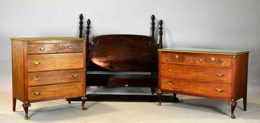 Appraisal: Pc Assorted Bedroom FurnitureConsisting of two Victorian-style dressers with cabriole