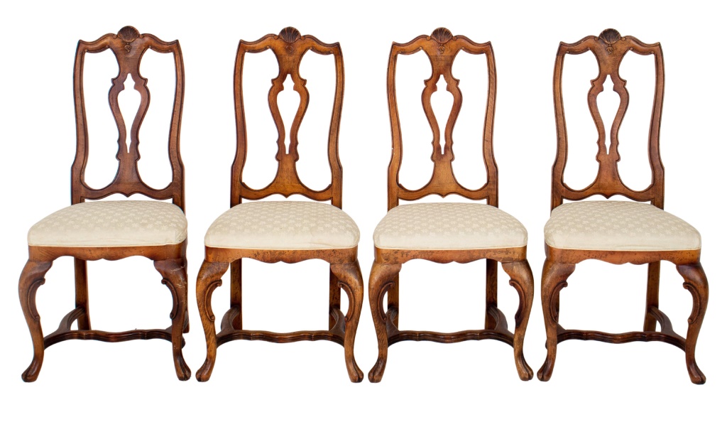 Appraisal: QUEEN ANNE STYLE WALNUT SIDE CHAIR Group of four Queen