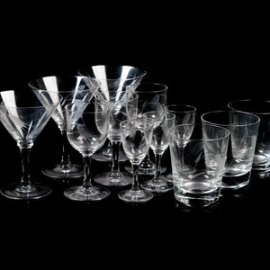 Appraisal: An Etched Glass Partial Stemware Service th Century featuring a