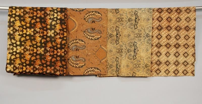 Appraisal: FOUR BATIKS th C All with either lattice or stylized