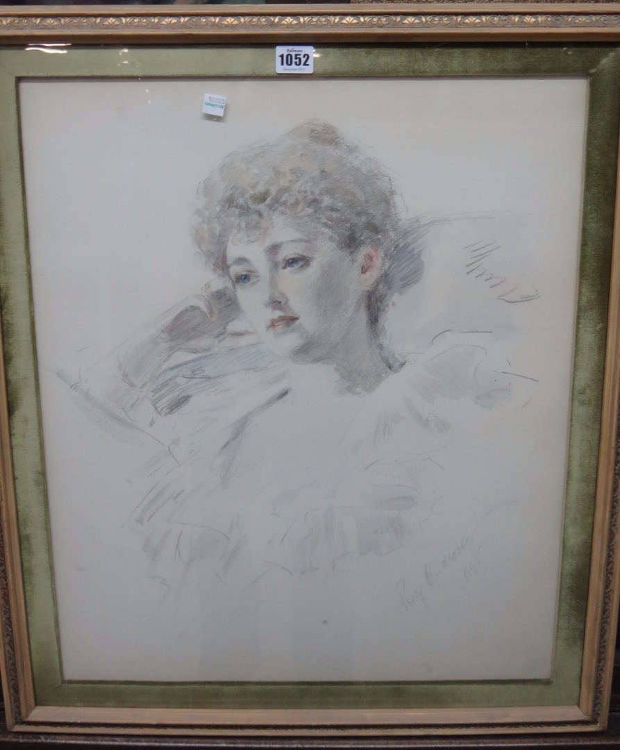 Appraisal: Percy Anderson - Portrait sketch of a lady watercolour and