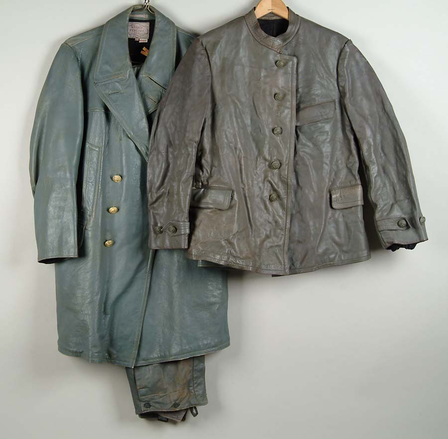 Appraisal: LOT OF GERMAN UNIFORMS Lot includes two leather jackets one