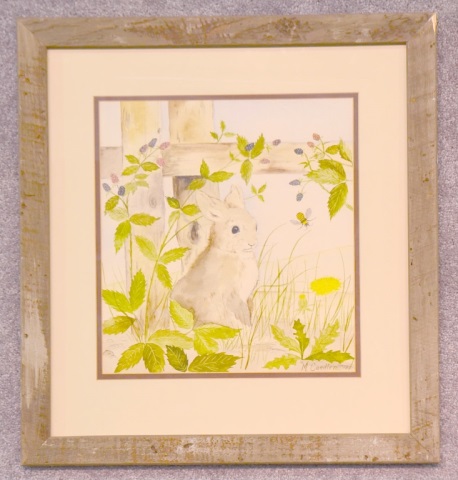 Appraisal: Watercolor of Rabbit by a FenceSigned lower right M Candler