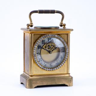 Appraisal: Late th Century Brass French Carriage Clock With Barometer and