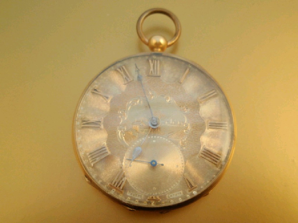 Appraisal: An open faced damascened dial pocket watch case stamped K