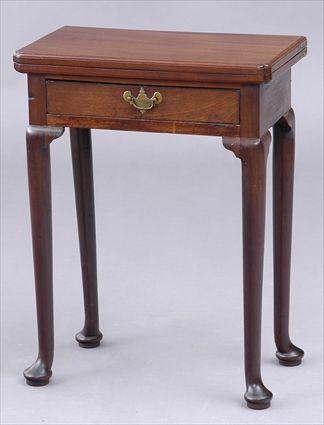 Appraisal: GEORGE II MAHOGANY DIMINUTIVE GATE-LEG GAMES TABLE The molded folding