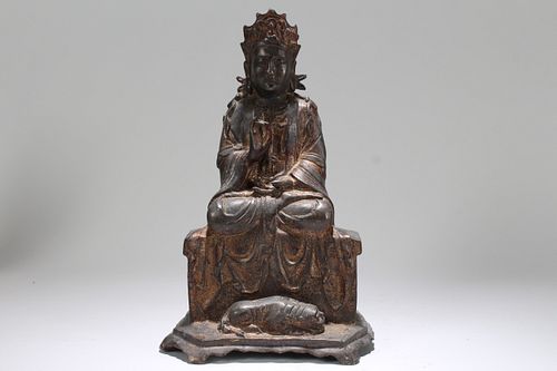 Appraisal: CHINESE RELIGIOUS FORTUNE STATUEChinese Religious Fortune Statue Height inch Condition