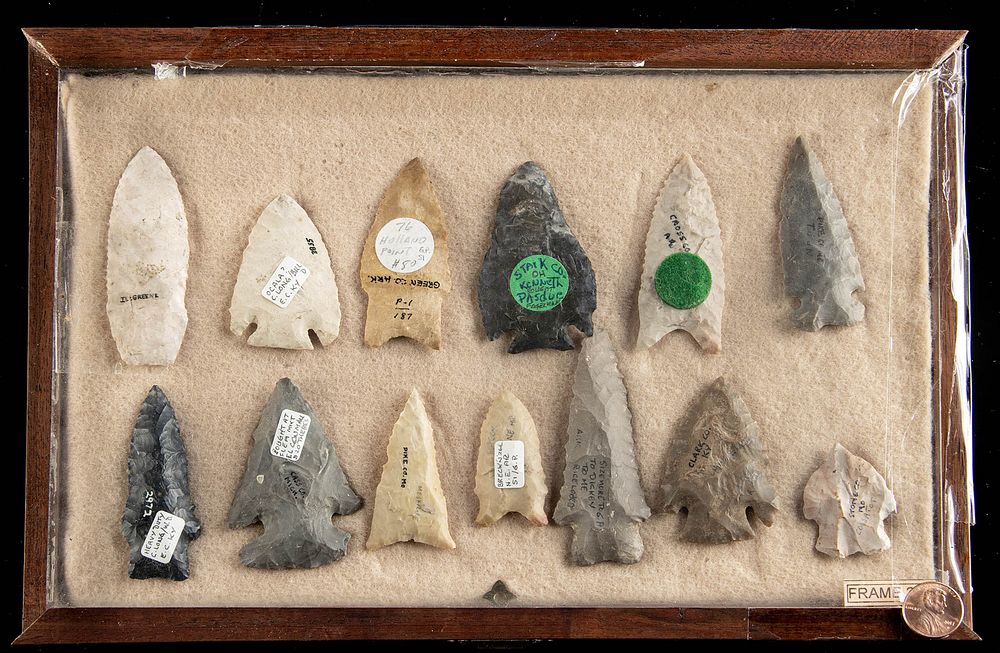 Appraisal: Native American Stone Arrowheads Native American Arkansas Kentucky Illinois Missouri