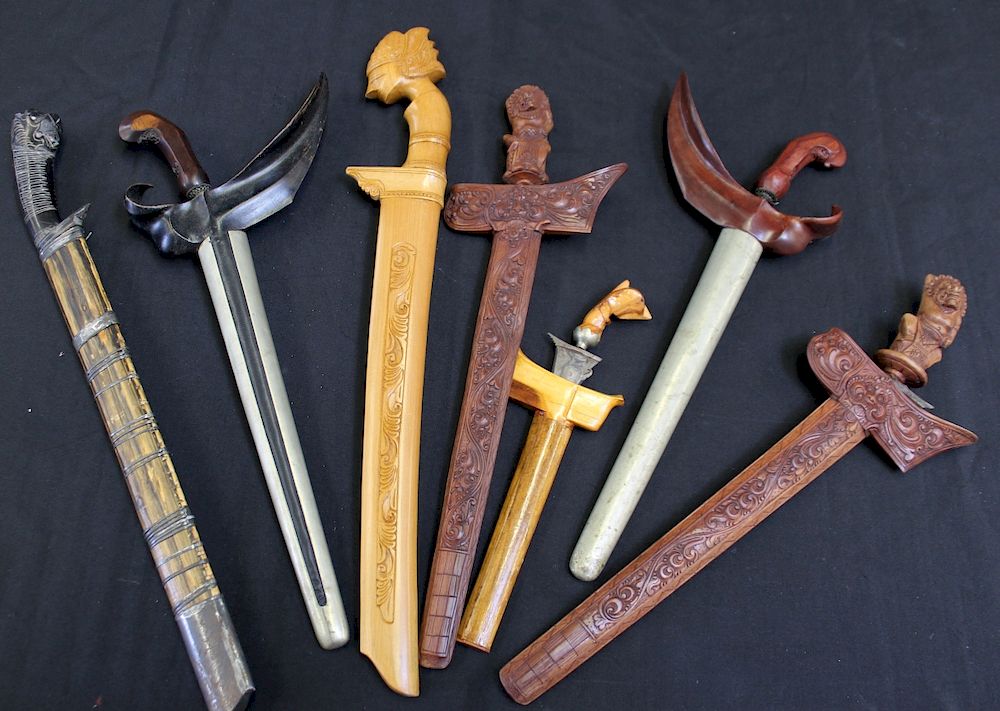 Appraisal: Assorted Vintage Kris Other Edged Weapons A matched pair of