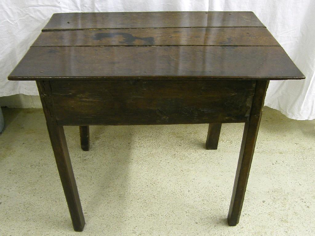 Appraisal: Georgian oak side table the triple planked top over a