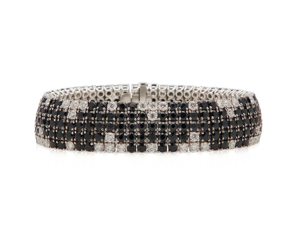 Appraisal: ROBERTO COIN Diamond and Black Sapphire 'Fantasia' Bracelet featuring five