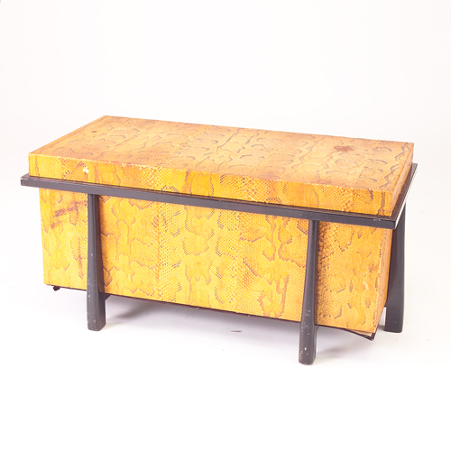 Appraisal: Snakeskin covered trunk on ebonized frame from the Estate of