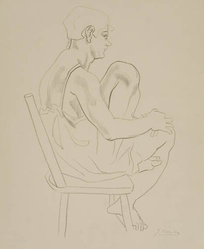 Appraisal: JAN MATULKA Seated Woman Crayon on cream wove paper circa