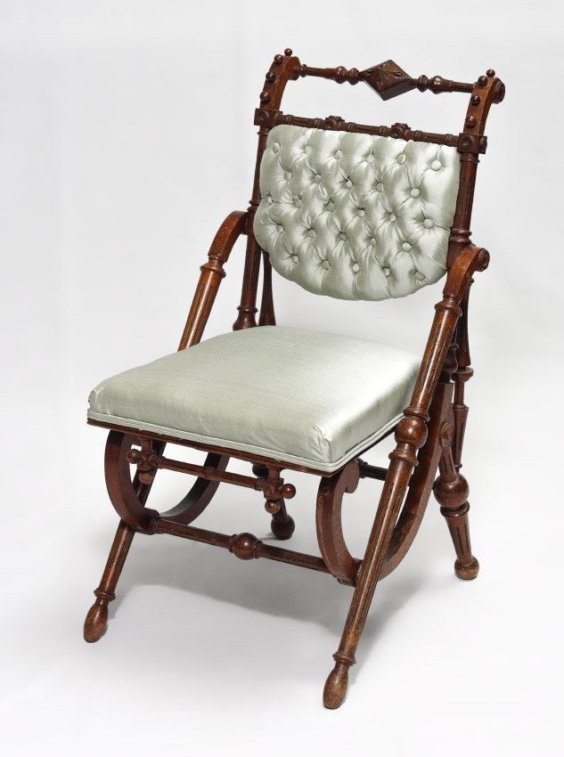 Appraisal: HUNZINGER VICTORIAN SIDE CHAIR Carved and turned top rail supports