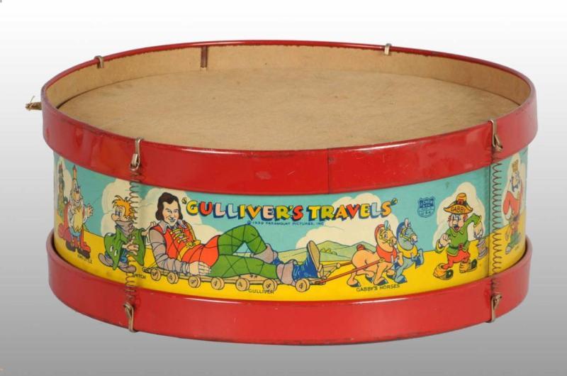 Appraisal: Tin Litho Chein Gulliver's Travels Drum Toy Description American Chein