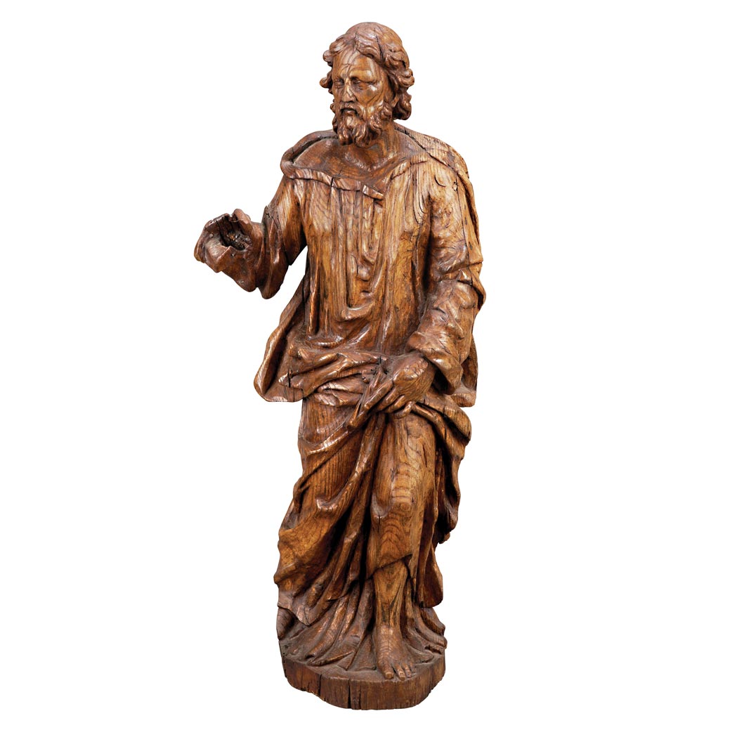 Appraisal: Continental Walnut Figure of John the Baptist th Century Height