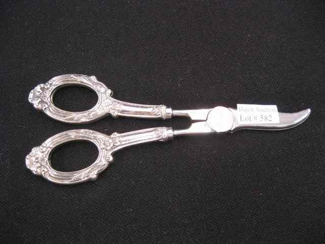 Appraisal: Web Sterling Silver Grape Shears fancy floral handles stainless snips