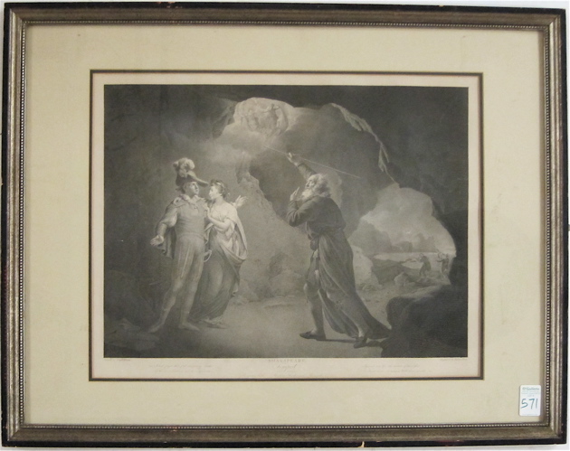 Appraisal: ROBERT THEW ENGRAVING British - A scene from Shakespeare's Tempest