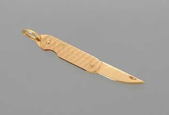 Appraisal: An Unusual Italian k Gold Pen Knife Charm A k