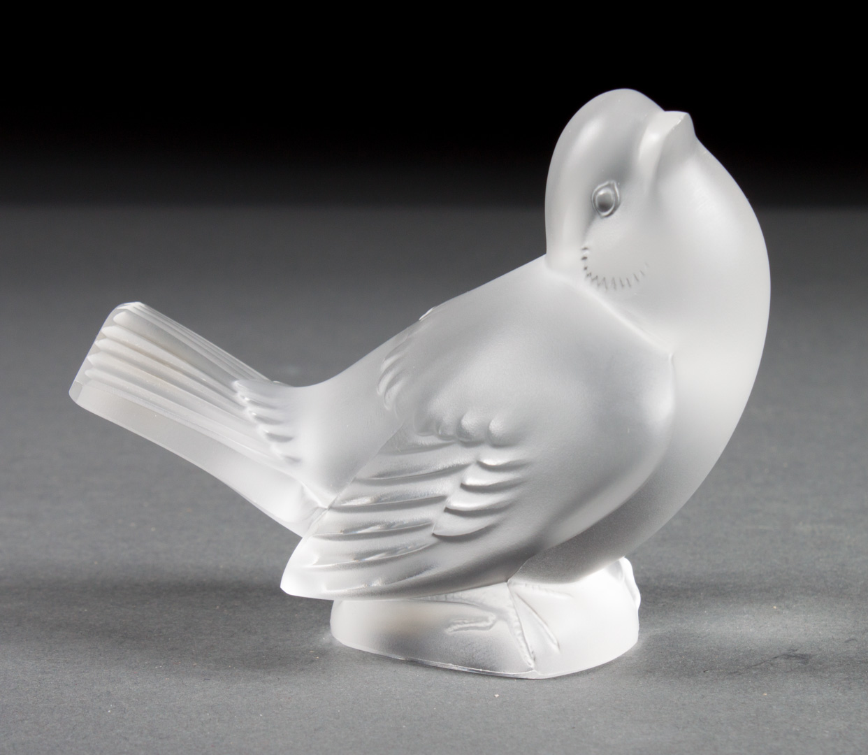 Appraisal: Lalique partially frosted crystal songbird inscribed Lalique France in H