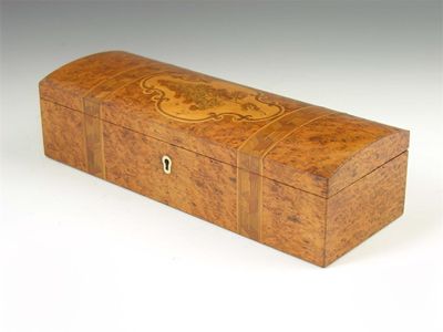 Appraisal: A late th century marquetry and parquetry glove box by