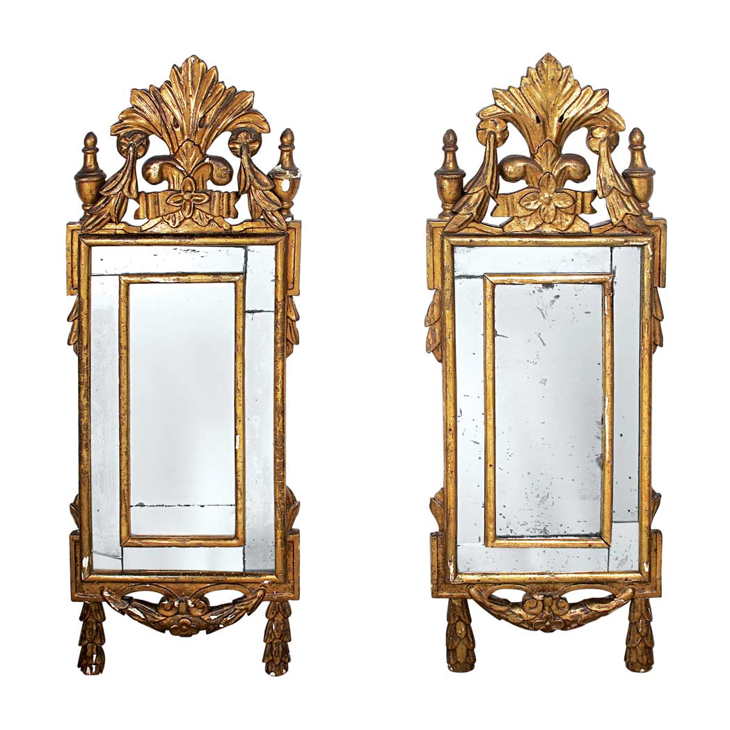 Appraisal: Pair of Italian Neoclassical Gilt-Wood Mirrors th th Century Each