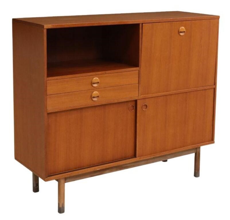 Appraisal: Italian mid-century modern teak office cabinet sideboard c s having