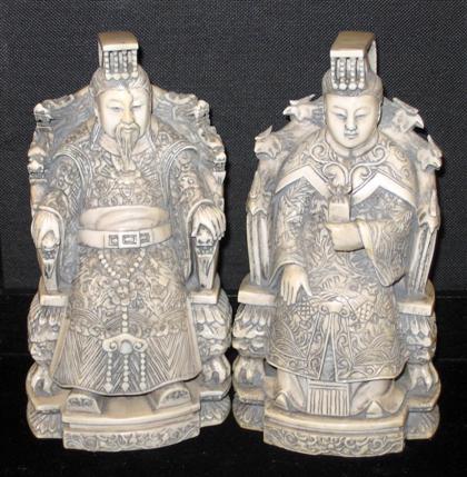 Appraisal: Carved ivory ancestor figures chinese th th century H in