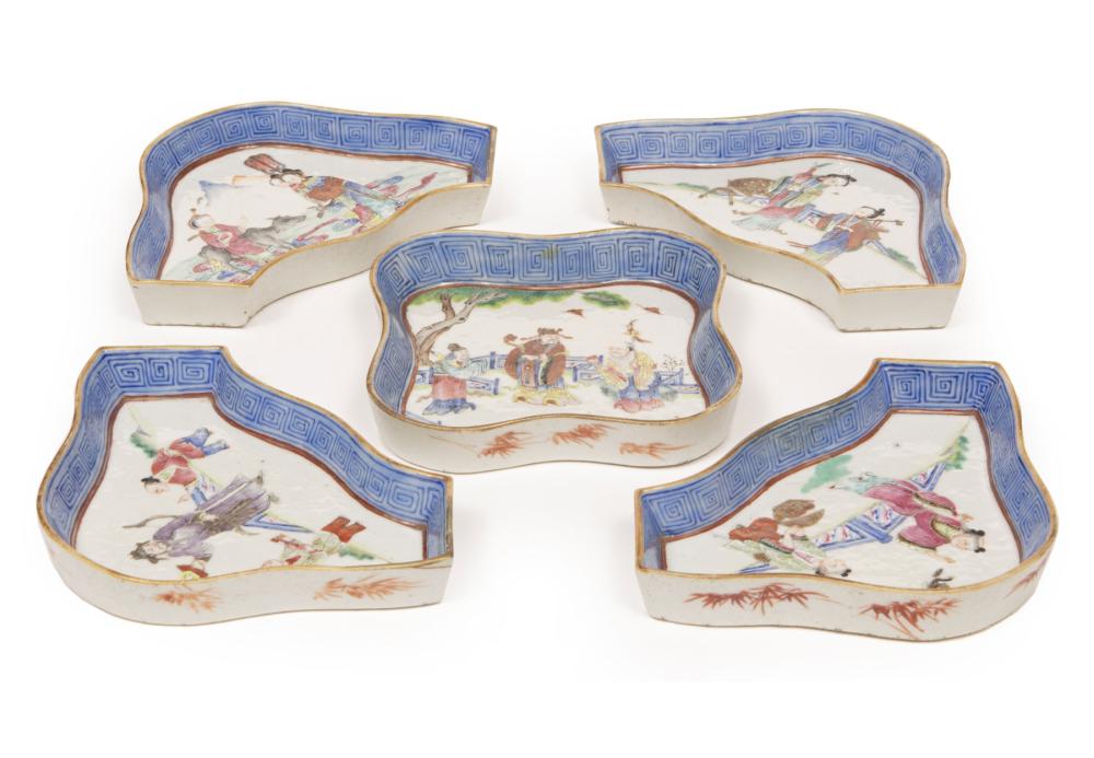 Appraisal: Chinese Famille Rose Porcelain Five-Piece Sweetmeat or Rice Table Set