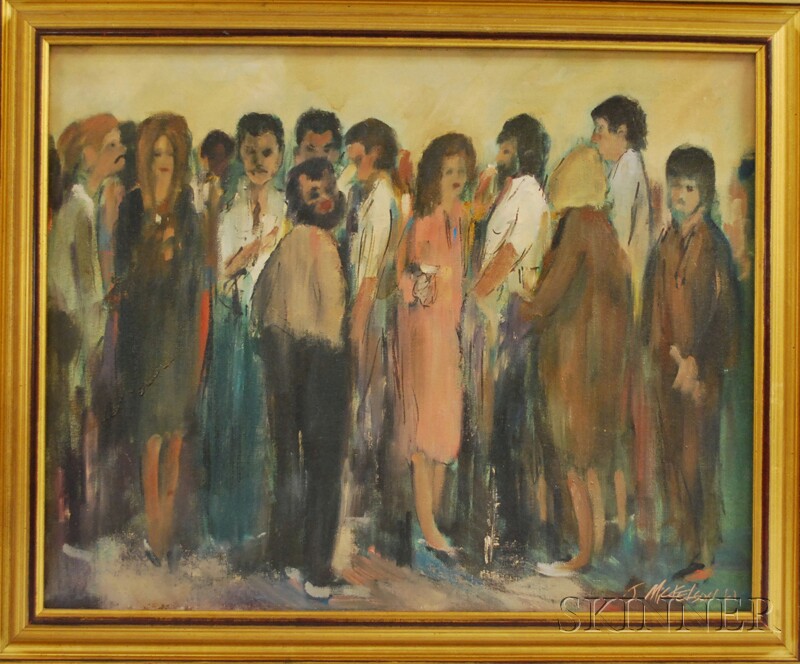 Appraisal: James Jim Mickelson American - The Gathering Signed and dated