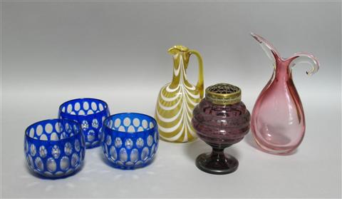 Appraisal: GROUP OF ASSORTED GLASS ITEMS Comprising a contemporary cranberry under