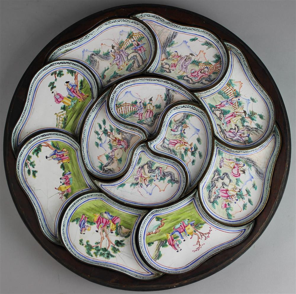 Appraisal: CHINESE FAMILLE ROSE ENAMEL SWEETMEAT SET QING DYNASTY TH TH