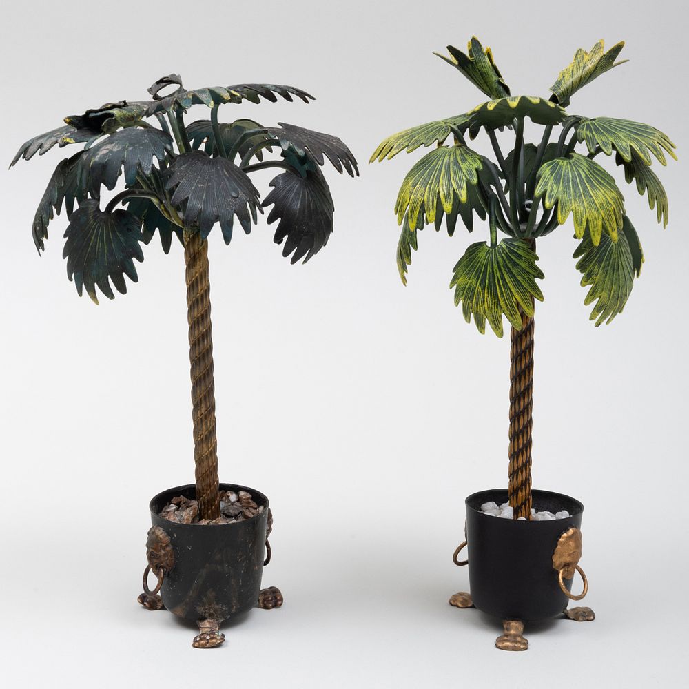 Appraisal: Pair of T le Palm Tree Table Ornaments x in