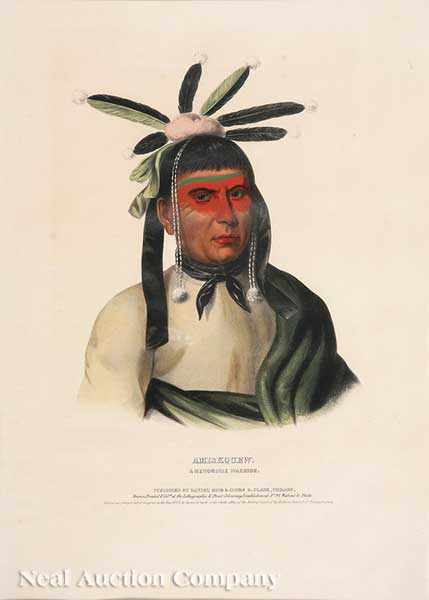 Appraisal: McKenney Hall Publishers Amiskquew a Menominie Warrior hand-colored lithograph from