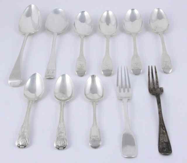 Appraisal: Four George III silver dessert spoons William Eley and William