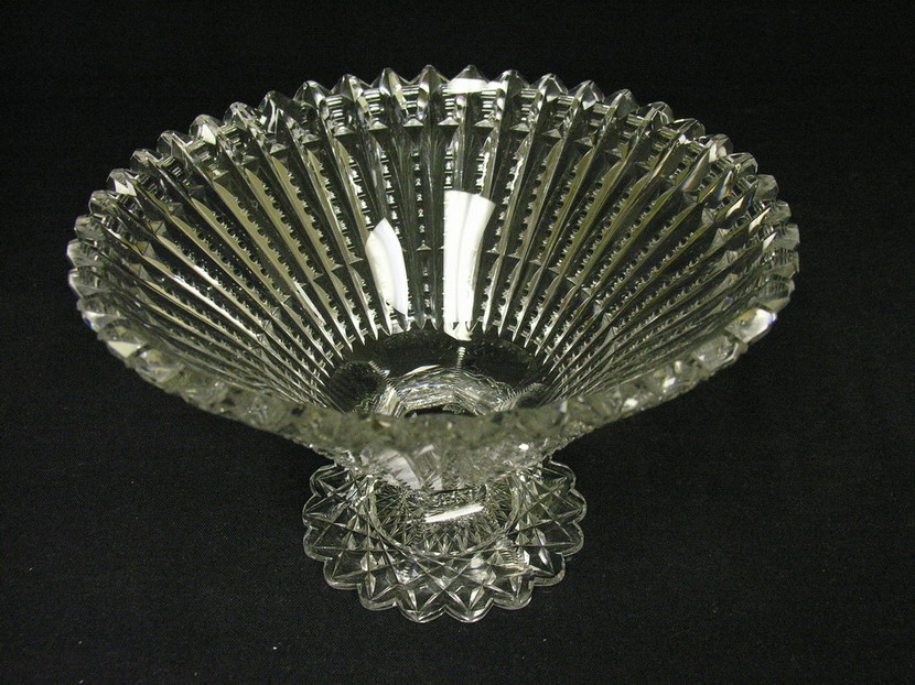 Appraisal: ABP SIGNED LIBBY CUT CRYSTAL FOOTED BOWL Libby with sword