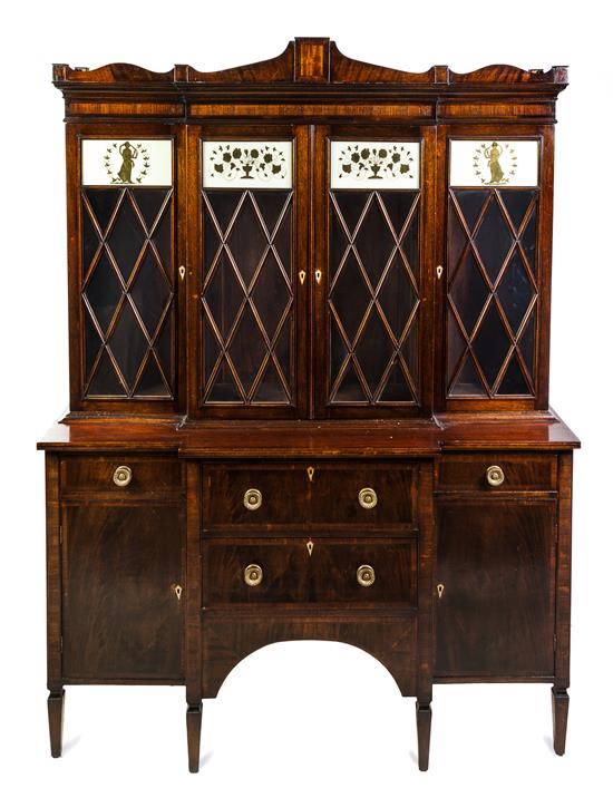 Appraisal: Sale Lot A Federal Style Mahogany Breakfront Bookcase th century