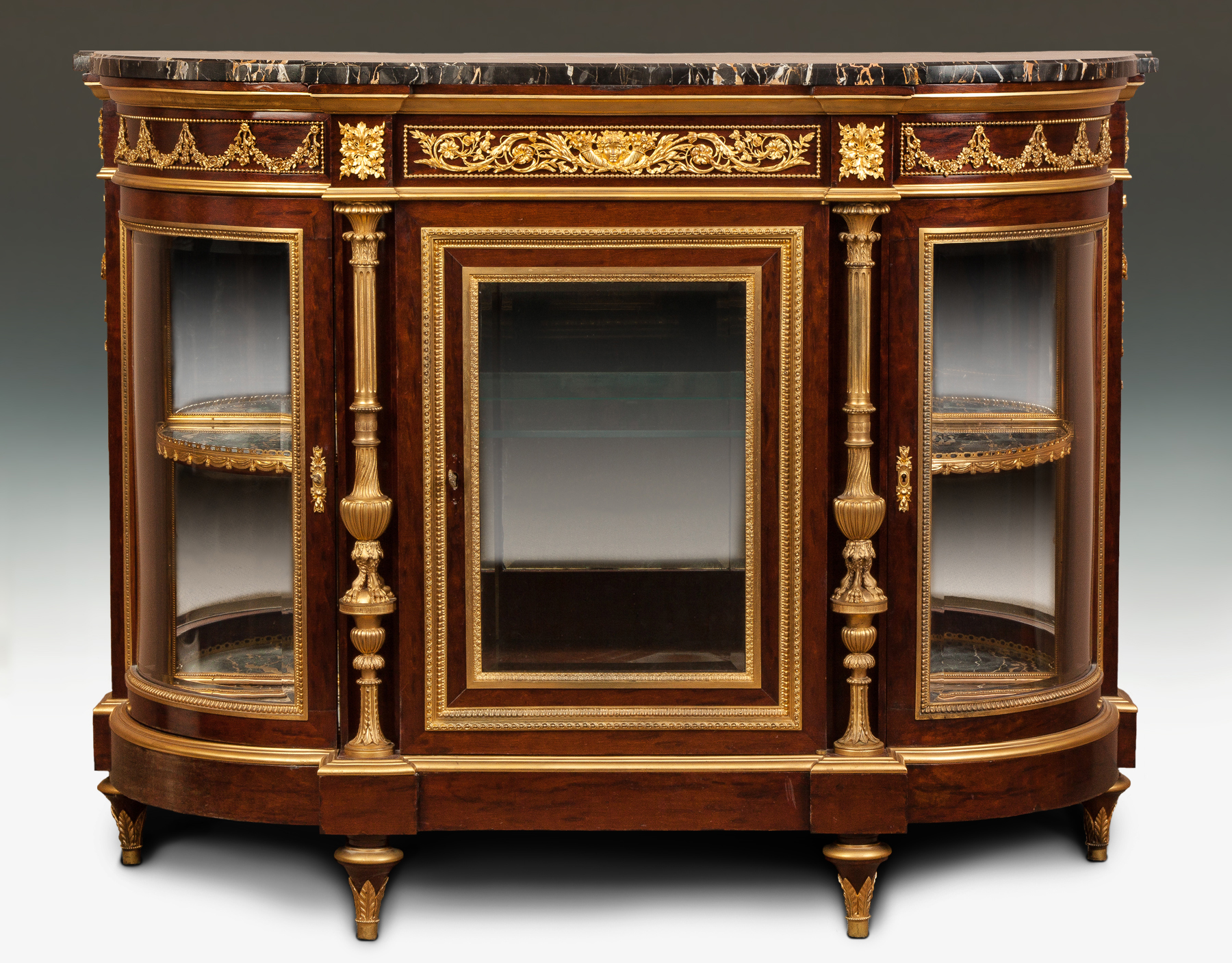 Appraisal: Fine Mahogany Side Cabinet th century Gilt bronze mounts beveled