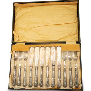 Appraisal: A Cased English Silver Fish Service William Yates Ltd Sheffield