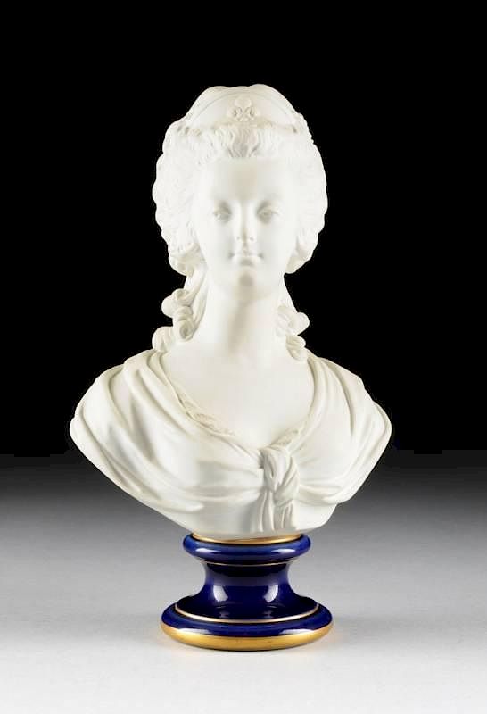 Appraisal: A S VRES BISQUE PORTRAIT BUST OF QUEEN MARIE-ANTOINETE GREEN