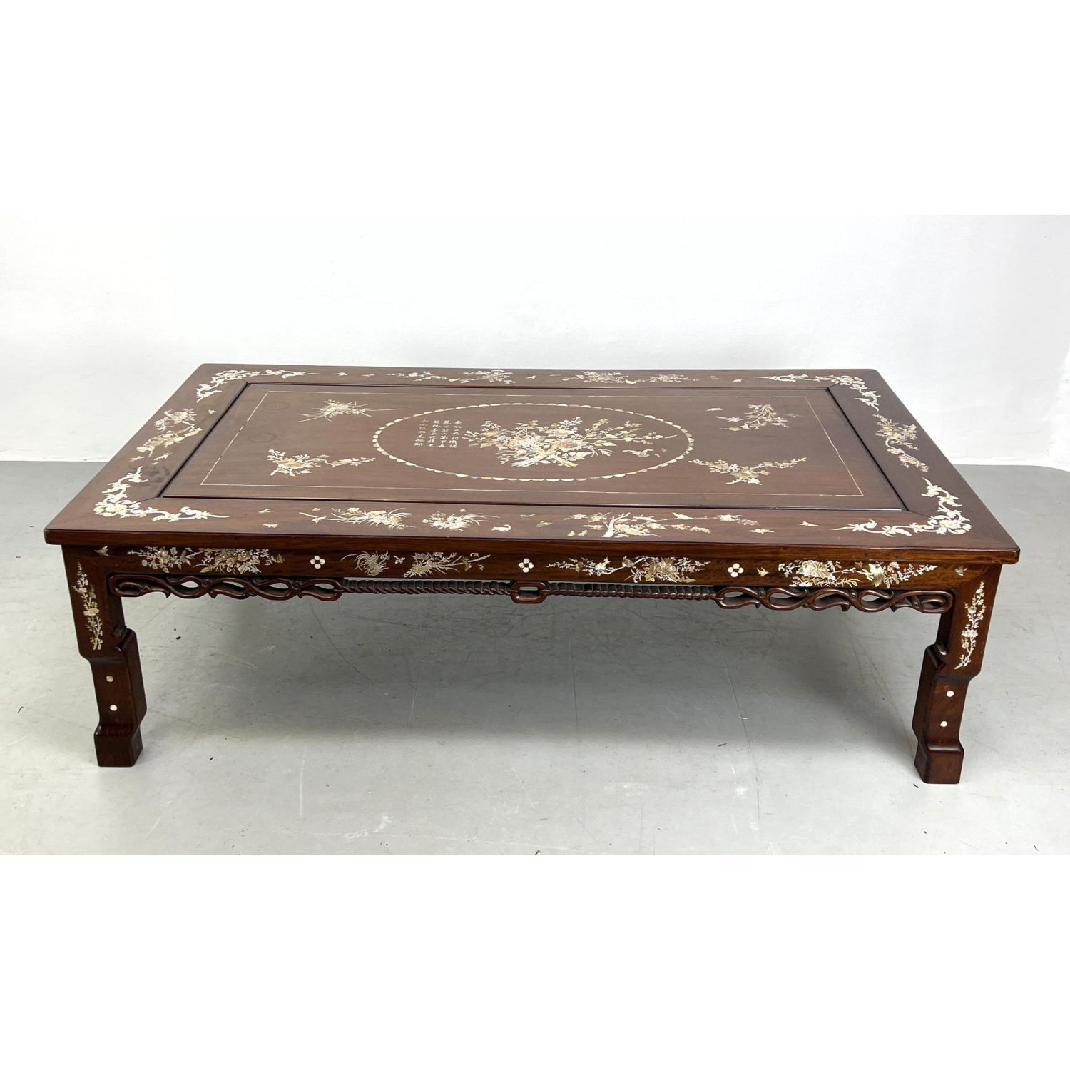 Appraisal: Wood Asian Coffee Table Decorative delicate MOP Mother of Pearl