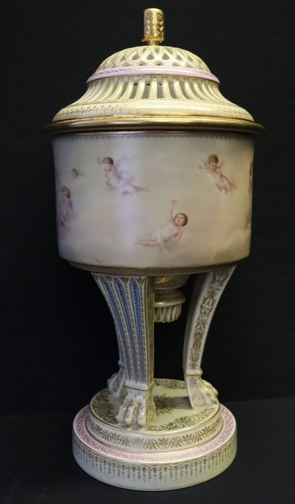 Appraisal: Royal Vienna Signed Porcelain Lidded Urn With Inse Signed on