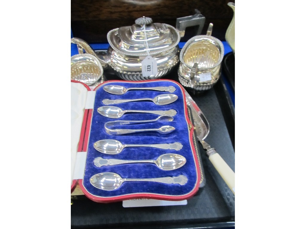 Appraisal: Tray lot of EP - tea service crumb scoop cased