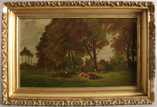 Appraisal: American oil on canvas bucolic landscape signed J Jacoby x