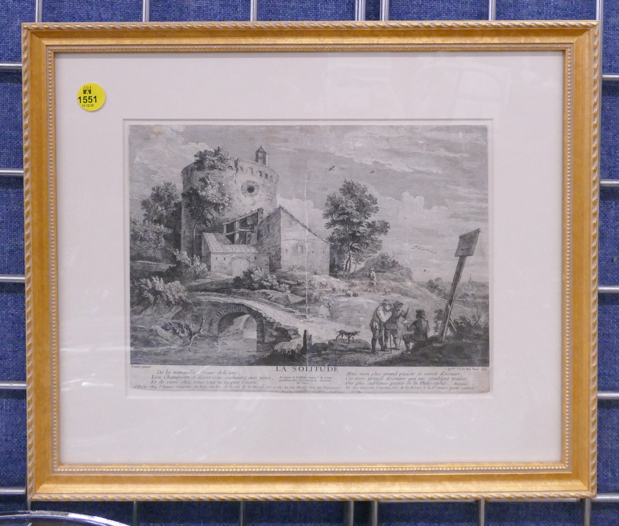 Appraisal: European th Century 'La Solitude' Engraving Framed- x ''