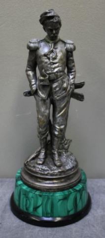 Appraisal: Sighed French Bronze of a Soldier Silver plated bronze Signed