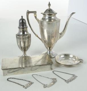 Appraisal: Nine Pieces Sterling Table Items American th century including coffee