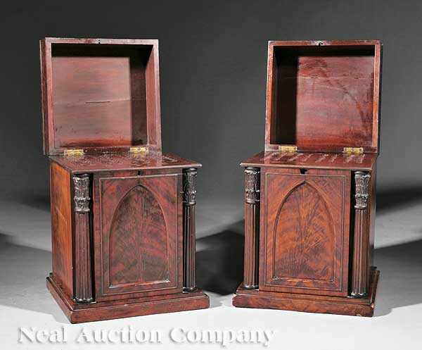 Appraisal: An Important Pair of American Classical Mahogany Knife Boxes early