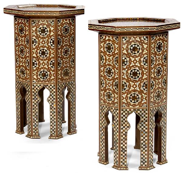 Appraisal: Each of octagonal shape with inset top raised on minaret