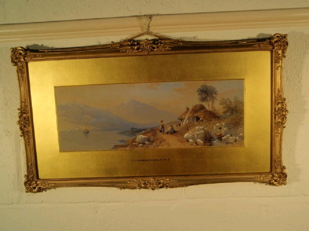 Appraisal: TL Rowbotham R W S Lake and mountain scene with